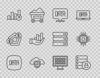 set line data analysis server security vector image