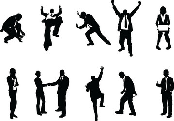 Businessperson Silhouettes - Dynamic Poses Vector Image