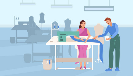 garment production manufactory composition vector