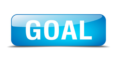 goal blue square 3d realistic isolated web button vector image