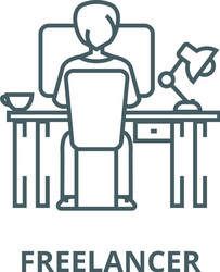 Man working on computer table sitting vector