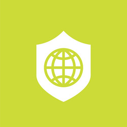 Network security icon with shield and globe vector