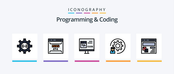 programming and coding line filled 5 icon pack vector image