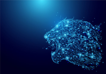 Wireframe Lion Head - Polygon Mesh vector image