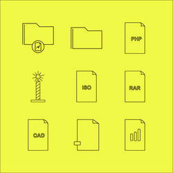 files and folders linear icon set simple outline vector image