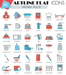 kitchen tools ultra modern outline artline vector