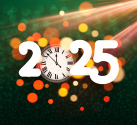 new year 2025 countdown with clock and bokeh vector image