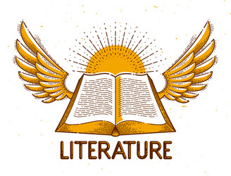 vintage open book with wings graphic design Vector Image
