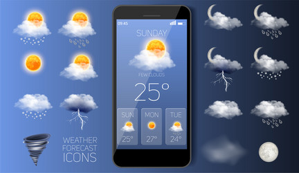 Weather Forecast App Interface Widget Royalty Free Vector