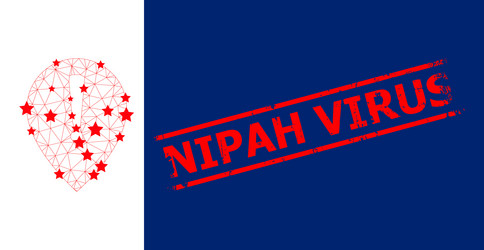 nipah virus distress rubber imprint and notice map vector image