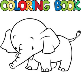 Coloring book of little funny elephant or jumbo vector