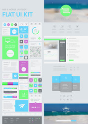 Flat UI Kit – Web & Mobile Templates vector image