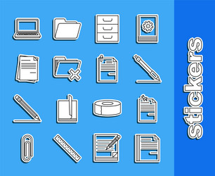 set line file document note paper with pinned vector image