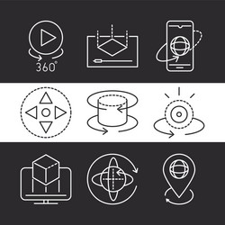 augmented reality icons set interactive simulation vector