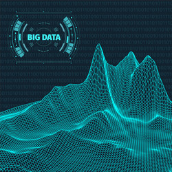 computer generated binary code landscape on black vector image