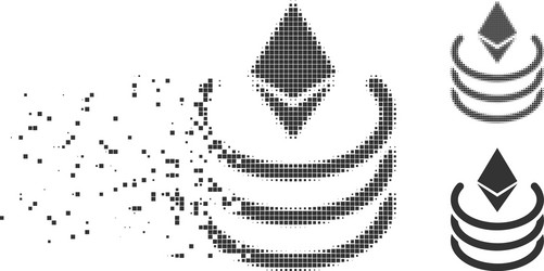 Ethereum portal dissolved pixel halftone icon vector