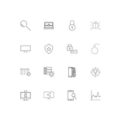 internet security simple linear icons set vector image