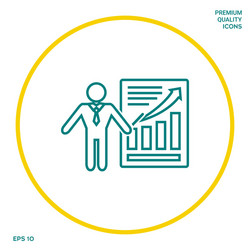 presentation sign icon man standing with pointer vector image