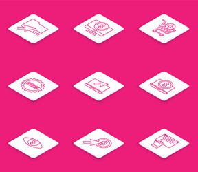 set line cursor click document folder computer vector image
