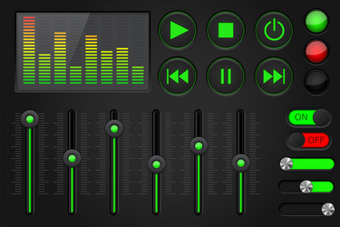 Sound equalizer with slider and media player vector