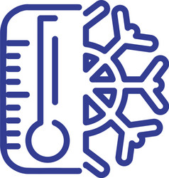 Temperature thermometer with snowflake line style vector