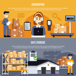 Flat warehouse banner set Royalty Free Vector Image