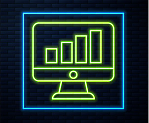 glowing neon line computer monitor with graph vector image
