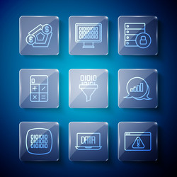 set line binary code data analysis browser vector image