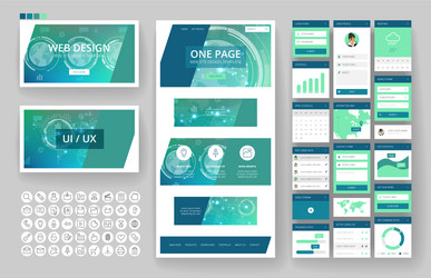 website design template and interface elements vector image