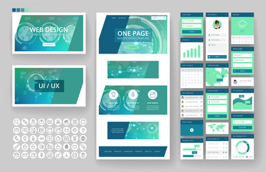 Website design template and interface elements vector