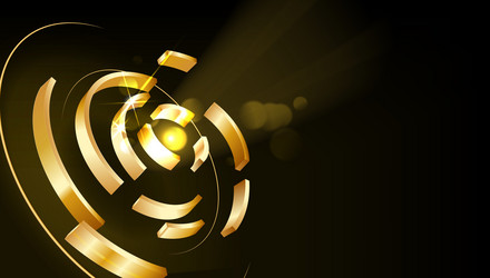 abstract golden circle light effect on black vector