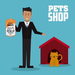 pet shop with cat design vector