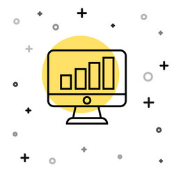 black line computer monitor with graph chart icon vector image