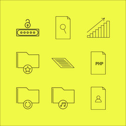 files and folders linear icon set simple outline vector image