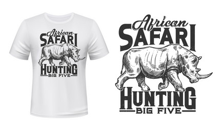 Safari Rhino Hunting T-Shirt Print Vector Image