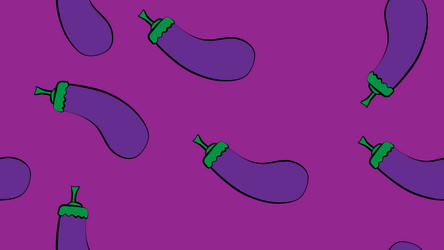 seamless pattern cartoon eggplant vector