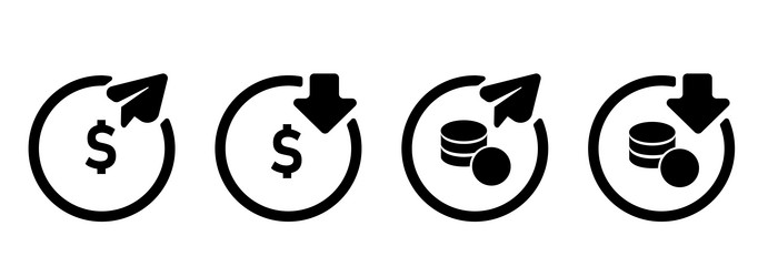 send receive transfer money icon coin dollar sign vector