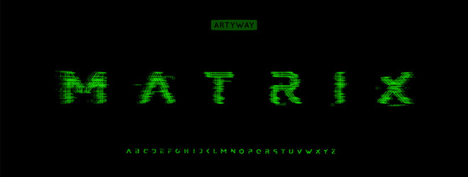 Cyber Matrix Glitch Font Effect vector image