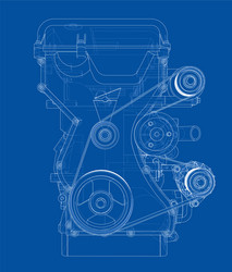 engine sketch rendering of 3d vector image