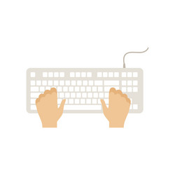 male hands on computer keyboard man working vector image