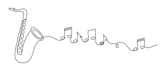 saxophone with notes in one continuous line vector image