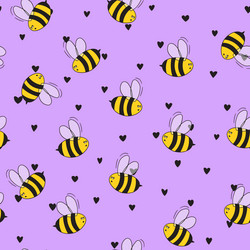 seamless pattern with bees on color background vector image