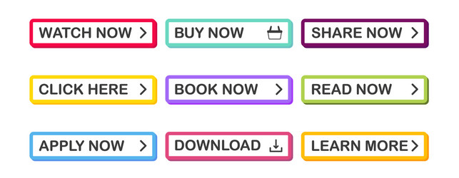 set 3d flat web buttons on white background vector image