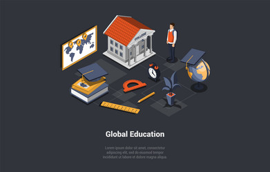 Global education program concept boy student vector