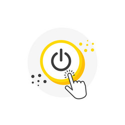 Power yellow 3d circles button with hand pointer vector