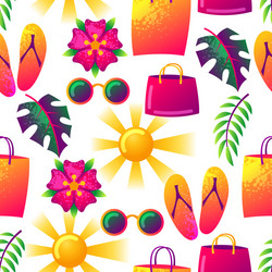 Summer seamless pattern with colorful elements vector