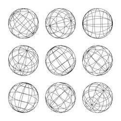 wireframe shapes lined sphere perspective mesh vector image