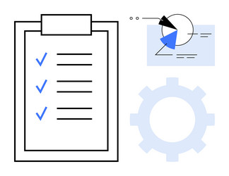 checklist analytics dashboard and gear vector image