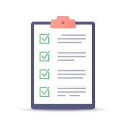 Clipboard and check marks checklist flat style vector