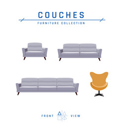 Couches and armchair in flat style vector